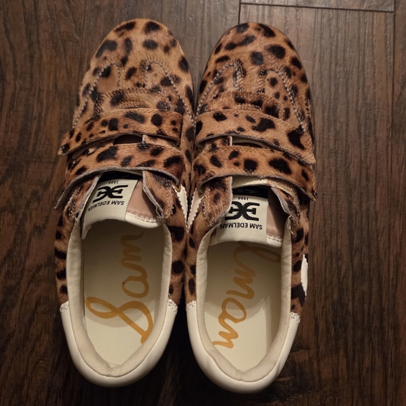 Sam Edelman Talia Leopard Brahama Hair Velcro Sneakers 9 - Picture 4 of 9